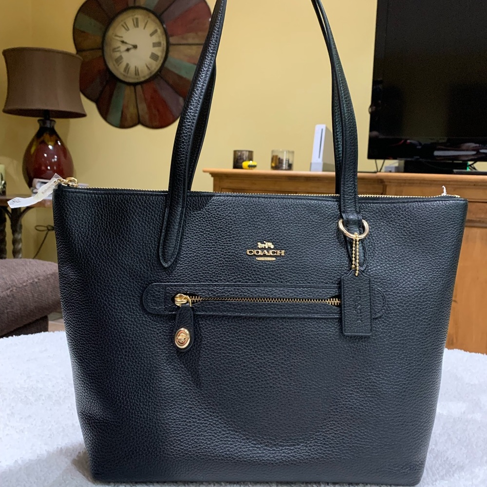 Coach black leather handbag